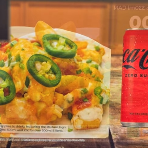 Jalapeno Fries with Cheese & Halal Bacon + Can