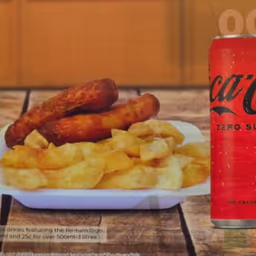 Sausages (2), Fries & a Can
